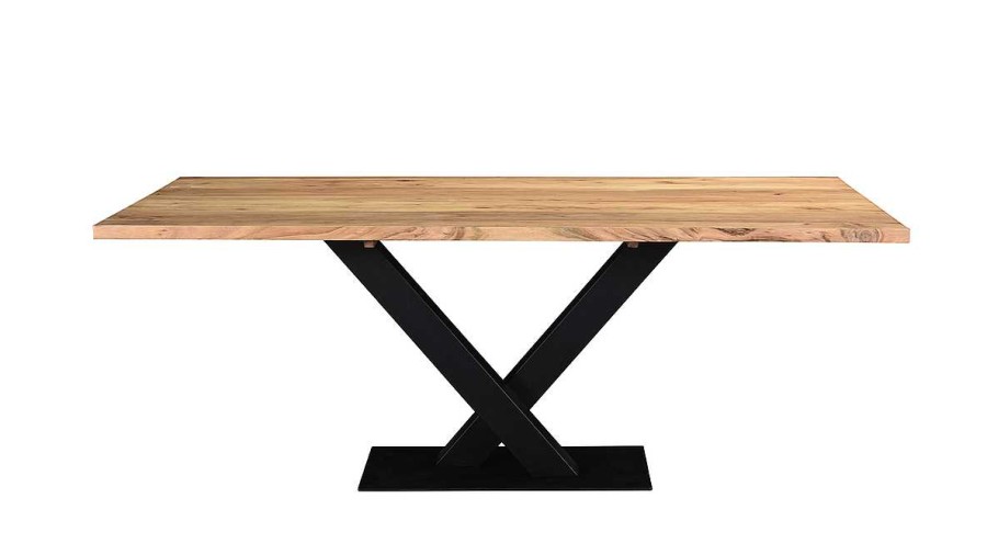 Table Miliboo Table Manger Fixe | Table Manger Rectangulaire Industrielle En Bois Massif Et M Tal Noir L200 Cm Valley