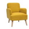 Canap & Fauteuil Miliboo Fauteuil Design | Fauteuil Scandinave En Tissu Effet Velours Jaune Moutarde Et Bois Clair Isko