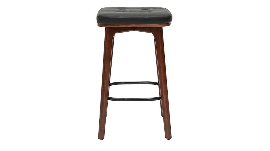 Chaise & Tabouret Miliboo Tabouret De Bar | Tabourets De Bar Vintage Noirs Et Bois Fonc 65 Cm (Lot De 2) Gramma