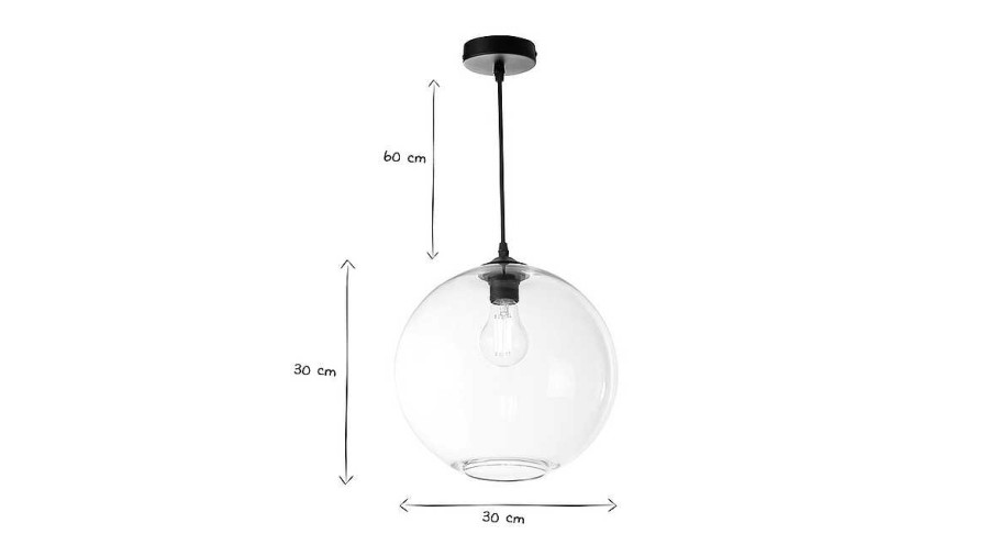 Luminaire Miliboo | Suspension Ronde Globe En Verre Transparent D30 Cm Duna