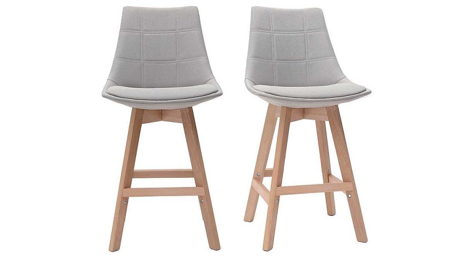 Chaise & Tabouret Miliboo Tabouret De Bar | Tabourets De Bar Scandinaves Gris Clair 65 Cm (Lot De 2) Matilde