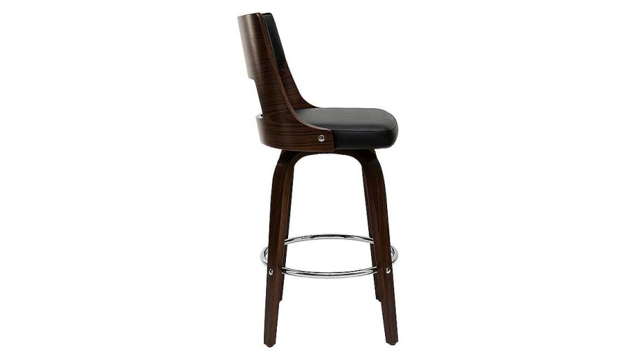 Chaise & Tabouret Miliboo Tabouret De Bar | Tabouret De Bar Vintage Pivotant Noir Et Bois Fonc Garbo