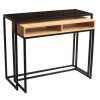 Table Miliboo | Console Bureau D'Appoint Avec Rangements Casiers En Bois Manguier Massif Et M Tal Noir L100 Cm Ypka