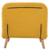 Canap & Fauteuil Miliboo | Fauteuil Convertible Scandinave En Tissu Effet Velours Jaune Moutarde Et Bois Clair Amiko