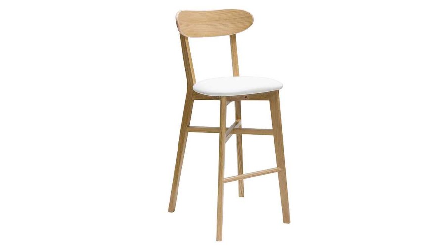 Chaise & Tabouret Miliboo Tabouret De Bar | Tabouret De Bar Vintage Bois Clair Et Blanc H75 Cm Dove