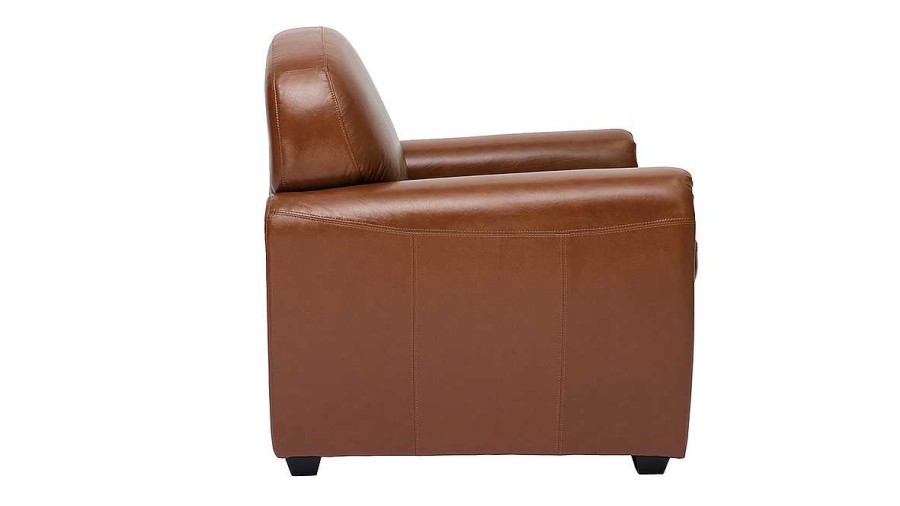 Canap & Fauteuil Miliboo Fauteuil Design | Fauteuil Vintage Cuir Marron Club