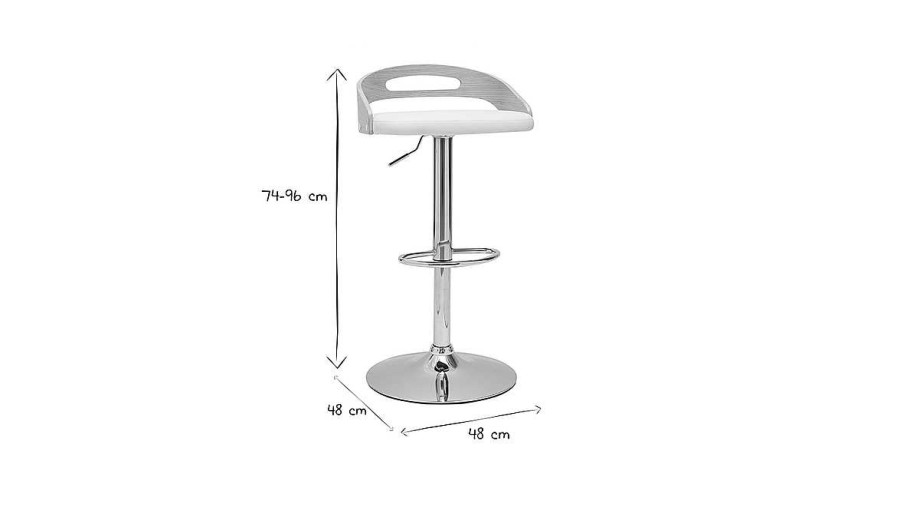 Chaise & Tabouret Miliboo Tabouret De Bar | Tabouret De Bar R Glable Design Bois Clair Et Polyur Thane Blanc Mano