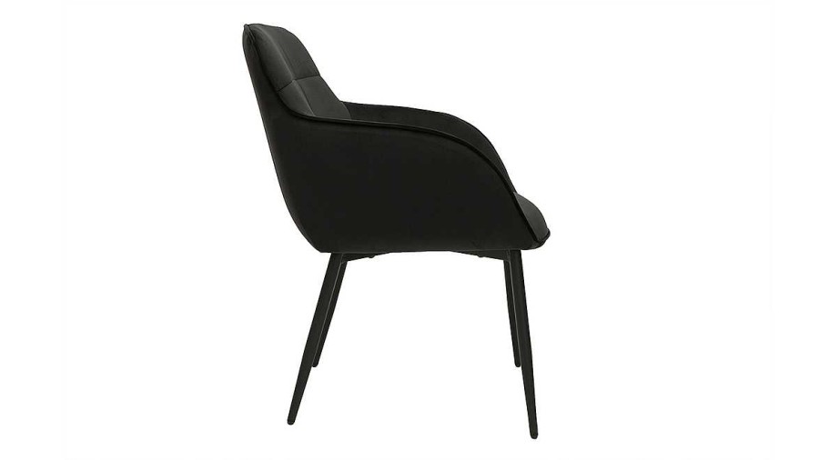 Chaise & Tabouret Miliboo Chaise Design | Chaise Design Noire En Tissu Velours Et M Tal Frida