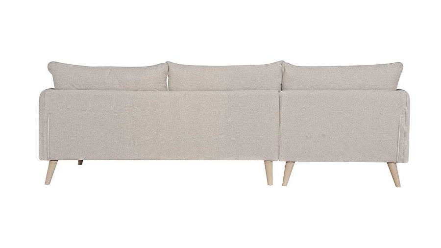 Canap & Fauteuil Miliboo Canap D'Angle | Canap D'Angle Gauche Scandinave 5 Places En Tissu Beige Et Bois Clair Guilty