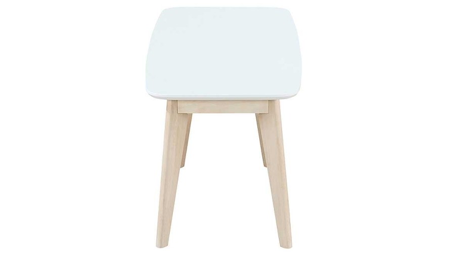 Chaise & Tabouret Miliboo Chaise En Bois | Banc Scandinave Blanc Et Bois Clair L100 Cm Leena