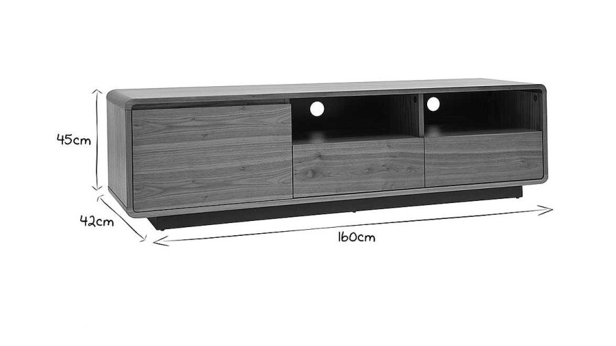 Rangement Miliboo Meuble Tv Design | Meuble Tv Vintage En Bois Fonc Noyer Et M Tal Noir L160 Cm Jako