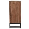 Rangement Miliboo | Buffet Motifs Chevrons En Bois Massif Et M Tal Noir 4 Portes L160 Cm Stick