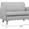 Canap & Fauteuil Miliboo Canap Design | Canap Scandinave 2 Places En Tissu Gris Et Bois Clair Pure