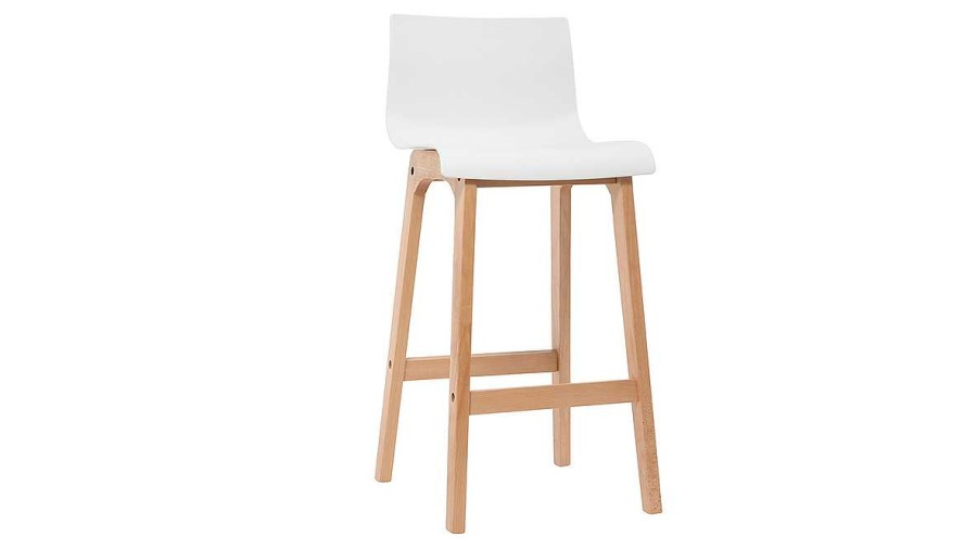 Chaise & Tabouret Miliboo Tabouret De Bar | Tabouret De Bar Design Bois Et Blanc 75 Cm (Lot De 2) New Surf