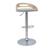 Chaise & Tabouret Miliboo Tabouret De Bar | Tabouret De Bar R Glable Design Bois Clair Et Tissu Gris Clair Mano