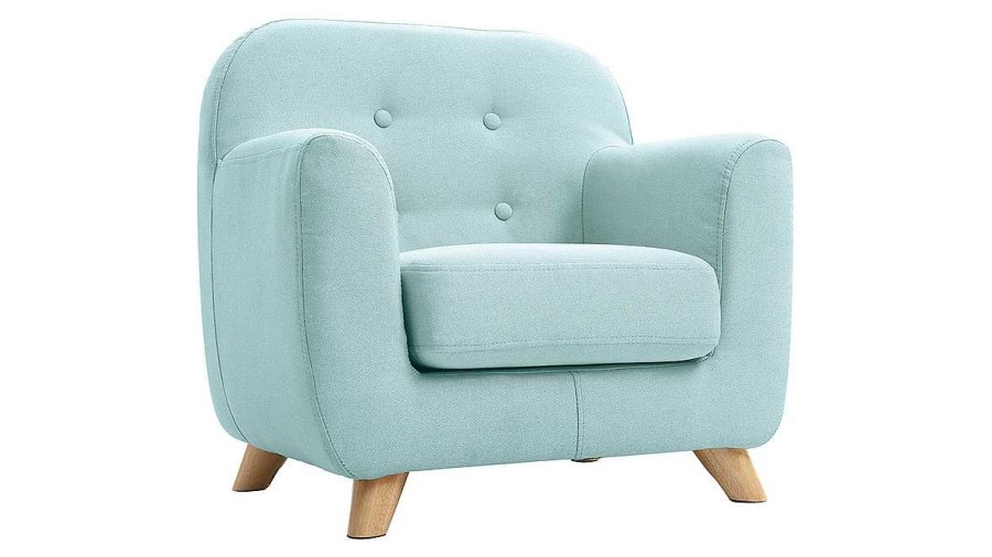 Enfant Miliboo | Fauteuil Enfant Scandinave En Tissu Menthe L'Eau Et Bois Clair Norkid