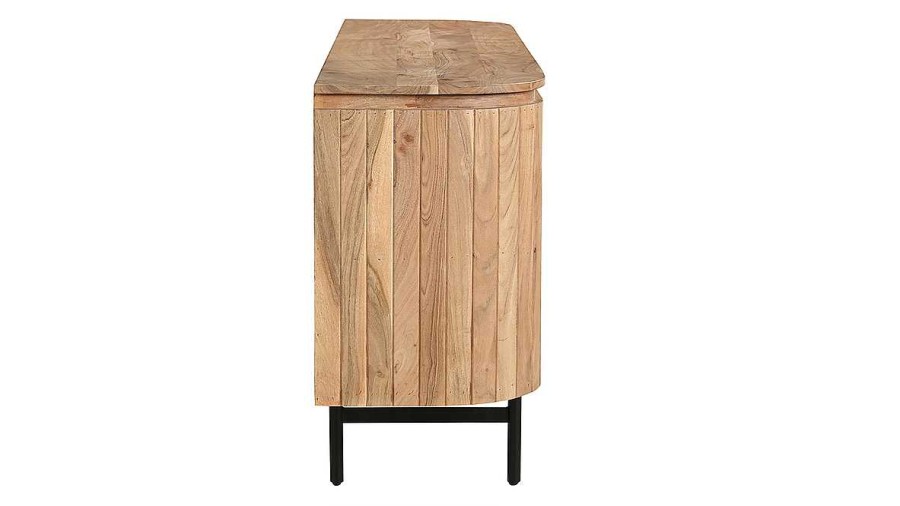 Rangement Miliboo | Buffet En Bois Massif Et M Tal Noir 2 Portes L160 Cm Napoli