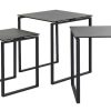 Table Miliboo | Tables Basses Gigognes Design Noires En C Ramique Et M Tal (Lot De 3) Stresa