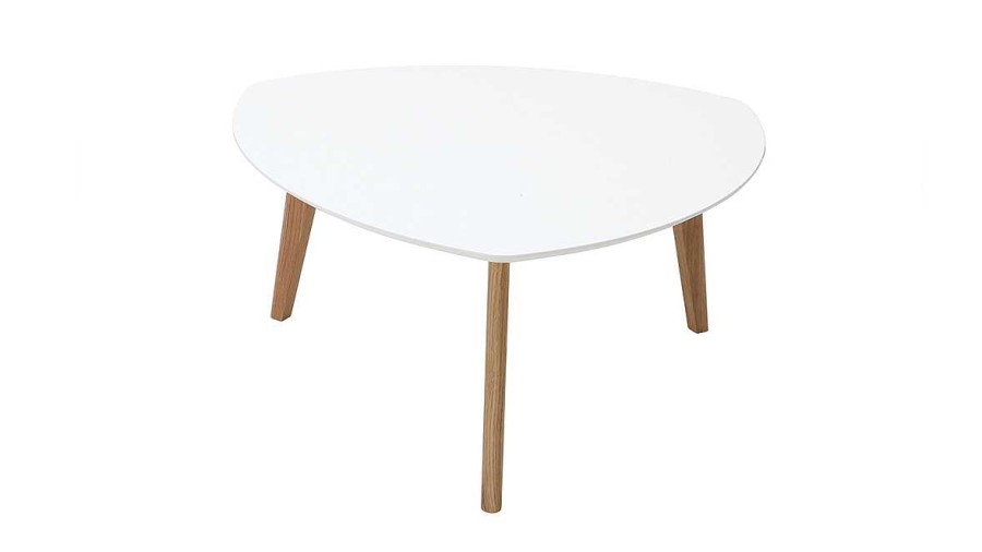 Table Miliboo | Table Basse Scandinave Blanc Et Bois Clair Ch Ne L80 Cm Ekka