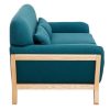 Canap & Fauteuil Miliboo Canap Design | Canap Scandinave 2 Places En Tissu Bleu Canard Et Bois Clair Yoko