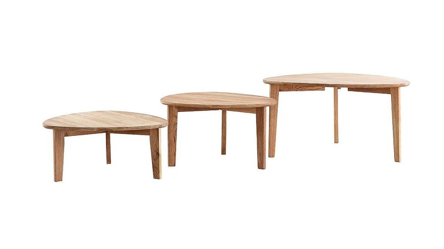 Table Miliboo | Tables Basses Gigognes Scandinaves Bois Clair Ch Ne Massif (Lot De 3) Triple