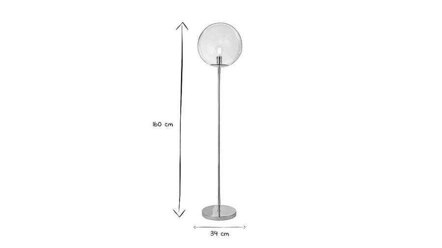 Luminaire Miliboo | Lampadaire Globe En Verre Et M Tal Dor H160 Cm Soap