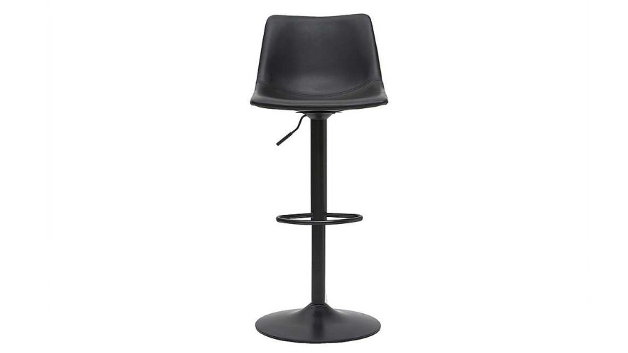 Chaise & Tabouret Miliboo Tabouret De Bar | Tabourets De Bar Vintage R Glables Pivotants Noirs (Lot De 2) New Rock