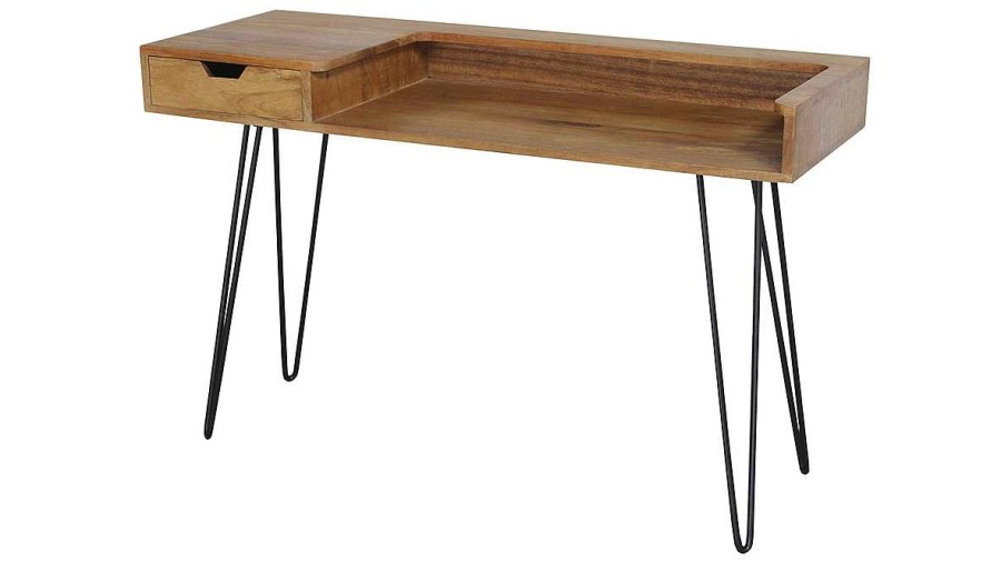 Bureau Miliboo Bureau Design | Bureau Avec Tiroir Bois Manguier Massif Et M Tal Noir L116 Cm Vibes