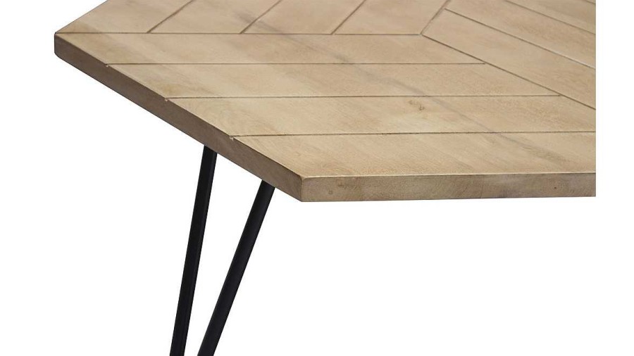 Table Miliboo | Table Basse Hexagonale Grav E Bois Manguier Massif Et M Tal Noir L80 Cm Vibes