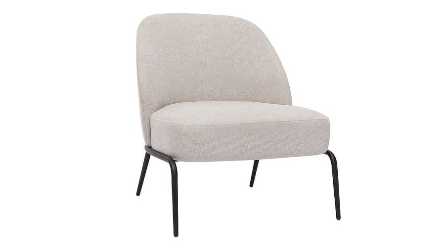 Canap & Fauteuil Miliboo Fauteuil Design | Fauteuil Design En Tissu Effet Velours Textur Beige Et M Tal Noir Brego