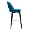 Chaise & Tabouret Miliboo Tabouret De Bar | Tabouret De Bar Design En Tissu Velours Gaufr Bleu Canard Et M Tal H69 Cm Bellerose