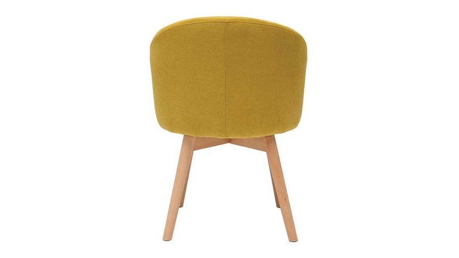 Chaise & Tabouret Miliboo Chaise Design | Chaises Scandinaves En Tissu Effet Velours Jaune Moutarde Et Bois Clair Massif (Lot De 2) Vanity