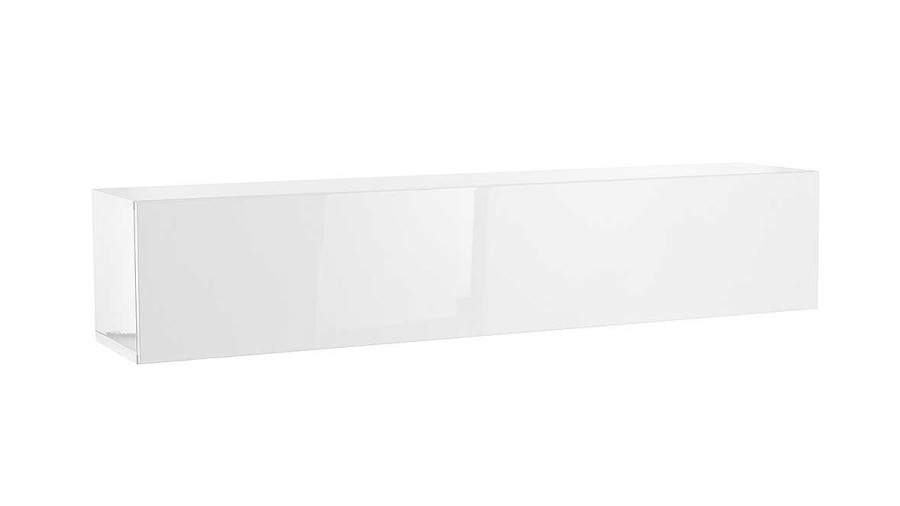 Bureau Miliboo | L Ment Mural Tv Horizontal Blanc Laqu Brillant L138 Cm Eternel