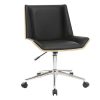 Chaise & Tabouret Miliboo | Chaise De Bureau Roulettes Design Noir, Bois Clair Et Acier Chrom Melkior