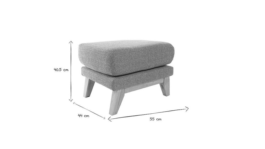 Canap & Fauteuil Miliboo | Pouf Repose-Pieds D Houssable Scandinave En Tissu Gris Clair Et Bois Clair Oslo