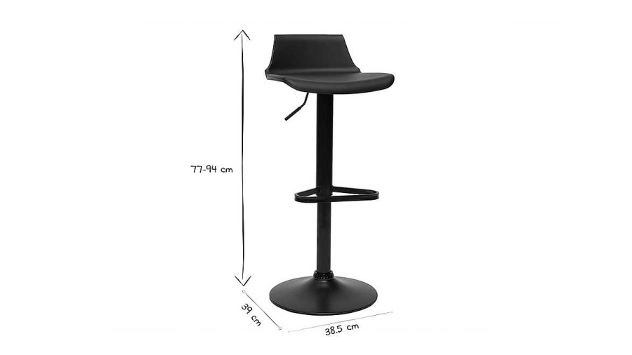 Chaise & Tabouret Miliboo Tabouret De Bar | Tabourets De Bar Design R Glables Noirs 360° (Lot De 2) Kronos