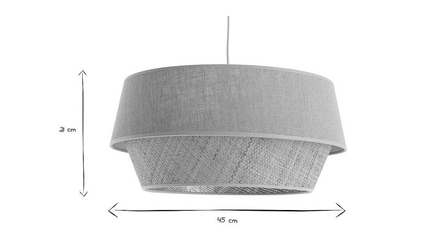 Luminaire Miliboo | Suspension Design Bi-Mati Re En Lin Gr Ge Et Rabane Naturelle D45 Cm Sensa