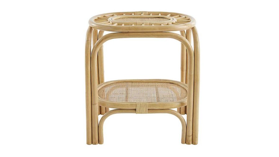 Table Miliboo | Table De Chevet En Rotin Naturel Et Cannage L45 Cm Bow