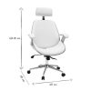 Chaise & Tabouret Miliboo | Fauteuil De Bureau De Direction Design Blanc, Bois Clair Et Acier Chrom Musk