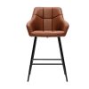 Chaise & Tabouret Miliboo Tabouret De Bar | Tabourets De Bar Avec Si Ges Matelass S Marron Et M Tal Noir H65 Cm (Lot De 2) Montero