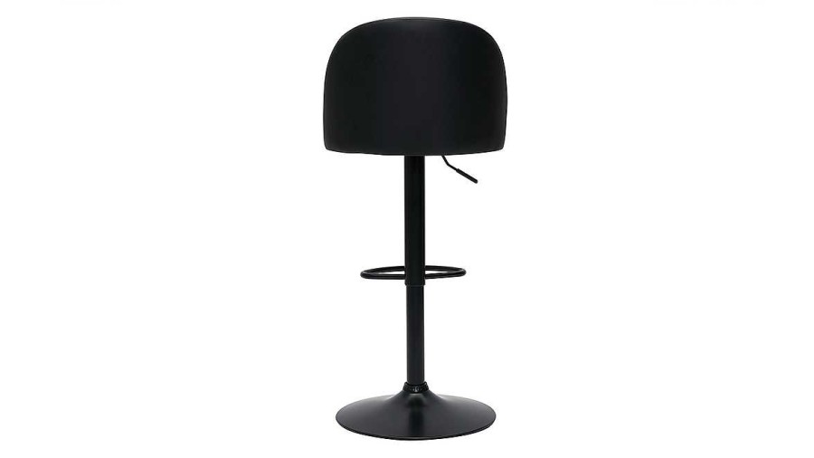 Chaise & Tabouret Miliboo Tabouret De Bar | Tabourets De Bar R Glables Polyur Thane Noir Et M Tal Noir (Lot De 2) Celeste