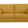 Canap & Fauteuil Miliboo Canap Convertible | Canap Convertible Scandinave 3 Places En Tissu Jaune Cumin Et Bois Clair Avec Matelas 10 Cm Papel