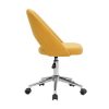 Chaise & Tabouret Miliboo | Chaise De Bureau Roulettes En Tissu Effet Velours Textur Jaune Moutarde Et Acier Chrom Cosette