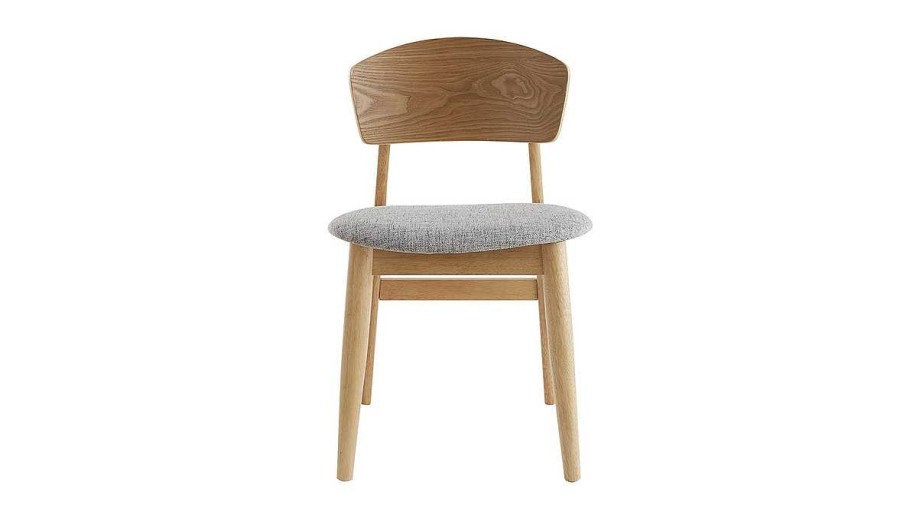 Chaise & Tabouret Miliboo Chaise Design | Chaises Scandinaves En Bois Clair Et Tissu Gris Clair (Lot De 2) Elion