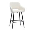 Chaise & Tabouret Miliboo Tabouret De Bar | Tabourets De Bar En Tissu Effet Laine Boucl E Blanc Cass Et M Tal H65 Cm (Lot De 2) Laurette