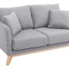 Canap & Fauteuil Miliboo Canap Design | Canap Scandinave D Houssable 2 Places En Tissu Gris Clair Et Bois Clair Oslo