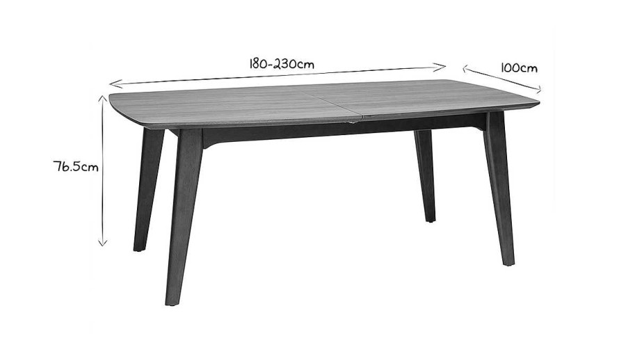 Table Miliboo Table Extensible | Table Extensible Rallonges Int Gr Es Rectangulaire En Bois Fonc Noyer L180-230 Cm Fifties