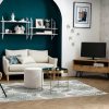 Canap & Fauteuil Miliboo Canap Design | Canap Scandinave 2 Places En Tissu Gris Et Bois Clair Kate