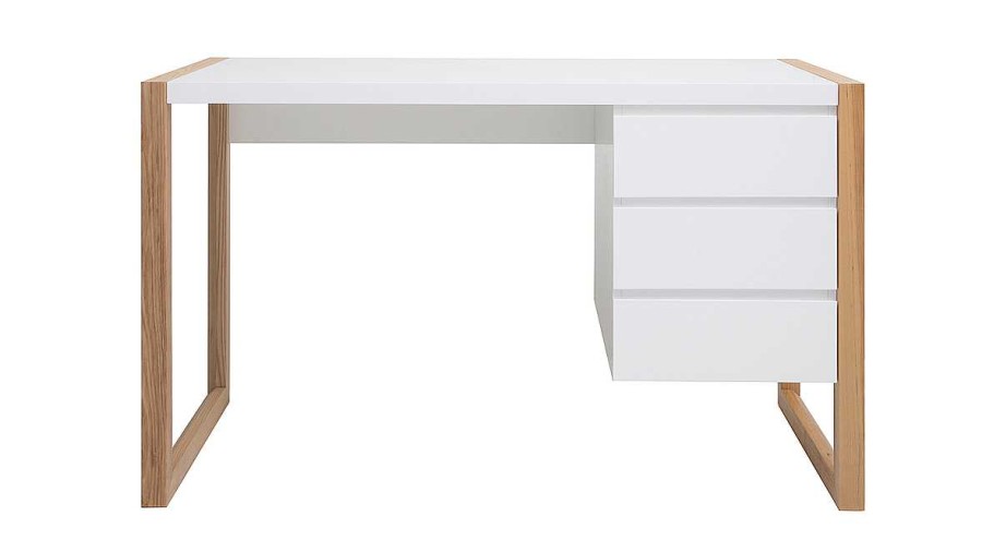 Bureau Miliboo Bureau Design | Bureau Avec Rangements 3 Tiroirs Scandinave Blanc Mat Et Bois Clair Fr Ne Massif L130 Cm Armel