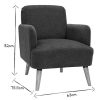 Canap & Fauteuil Miliboo Fauteuil Design | Fauteuil Scandinave En Tissu Effet Velours Textur Gris Fonc Et Bois Clair Isko